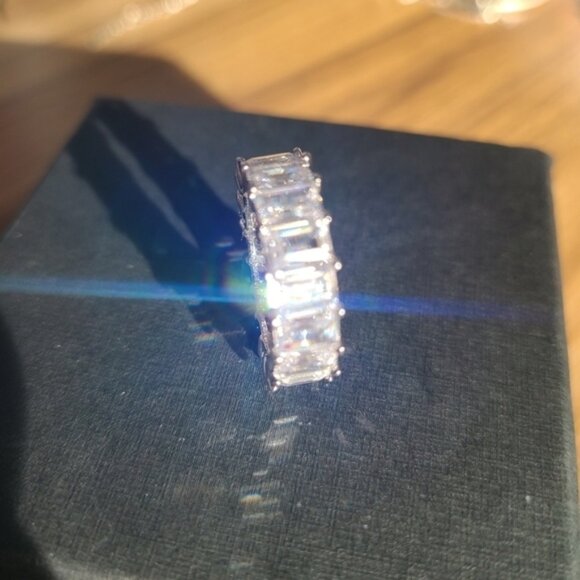 SILVER Baguette CZ Eternity Band Size 7 - Picture 3 of 6